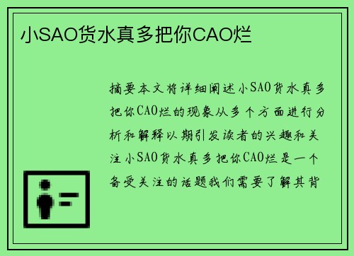 小SAO貨水真多把你CAO爛