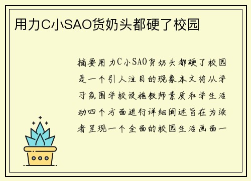 用力C小SAO貨奶頭都硬了校園